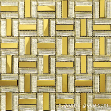 Warna Emas Aluminium Mix Glass Mosaic